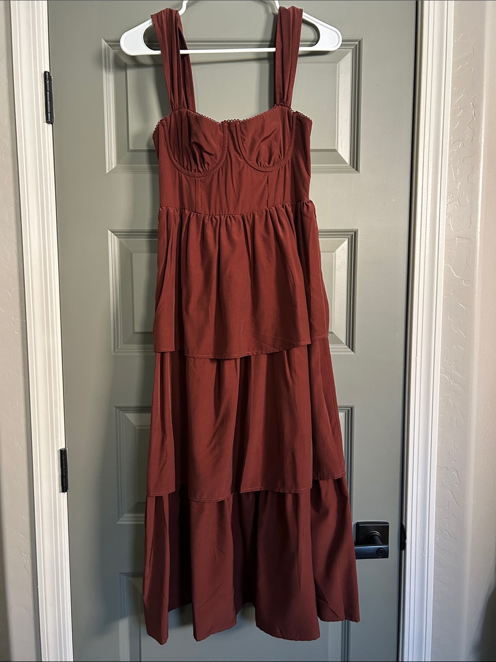 WeWoreWhat Rust Maxi Dress with Tiered Skirt